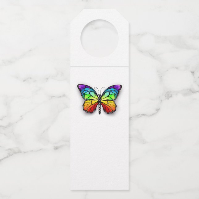 Rainbow butterfly Monarch Bottle Hanger Tag (Back)