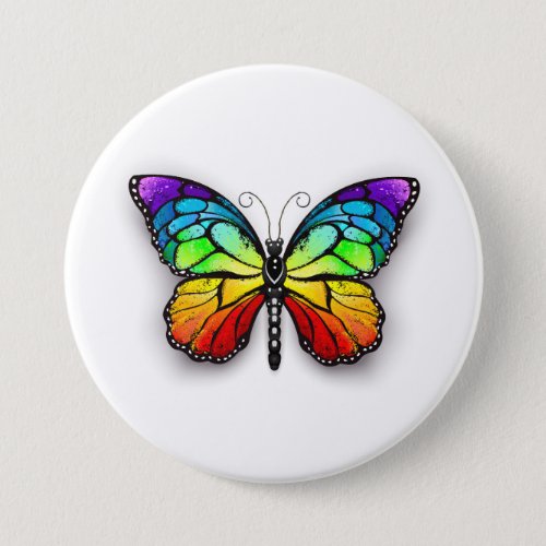Rainbow butterfly Monarch Button