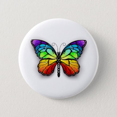 Rainbow butterfly Monarch Button