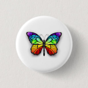 Rainbow butterfly Monarch Button