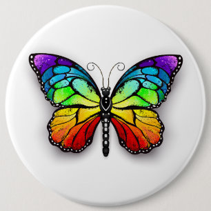 Rainbow butterfly Monarch Button