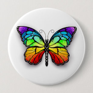 Rainbow butterfly Monarch Button