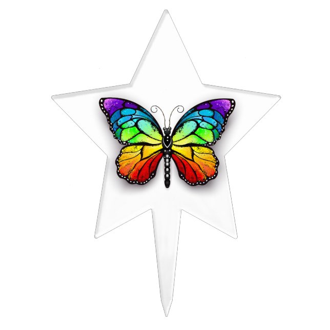 Rainbow butterfly Monarch Cake Topper (Front)