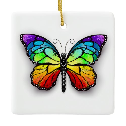 Rainbow butterfly Monarch Ceramic Ornament