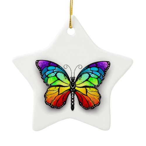 Rainbow butterfly Monarch Ceramic Ornament