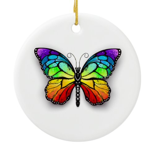 Rainbow butterfly Monarch Ceramic Ornament