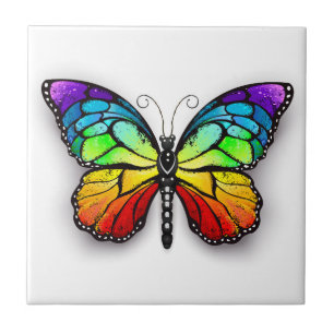 Rainbow butterfly Monarch Ceramic Tile