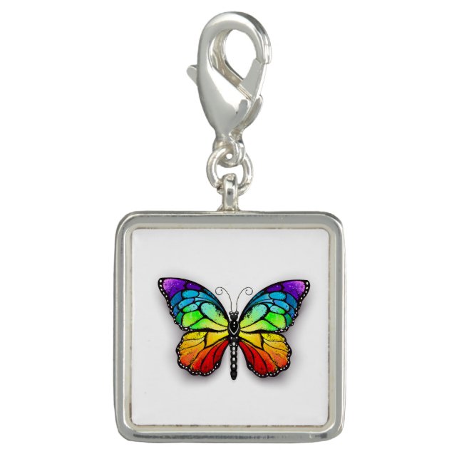Rainbow butterfly Monarch Charm (Front)