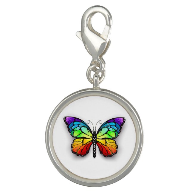 Rainbow butterfly Monarch Charm (Front)