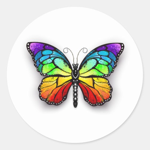 Rainbow butterfly Monarch Classic Round Sticker