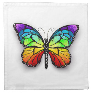 Rainbow butterfly Monarch Cloth Napkin