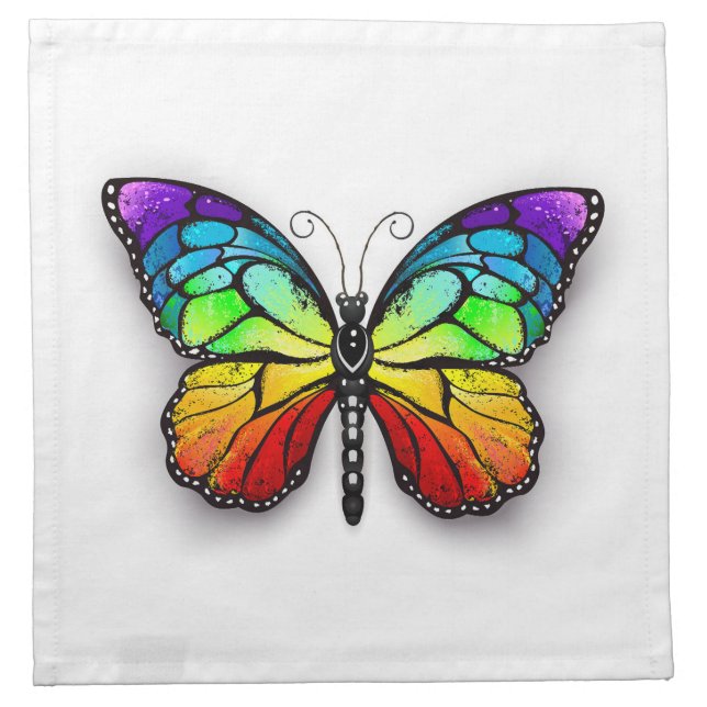 Rainbow butterfly Monarch Cloth Napkin (Front)