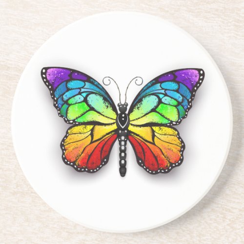 Rainbow butterfly Monarch Coaster