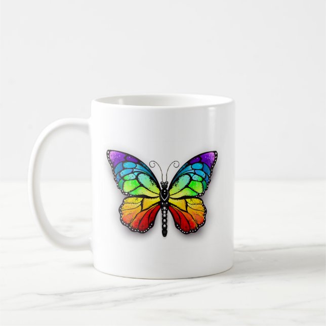Rainbow butterfly Monarch Coffee Mug (Left)