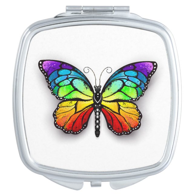 Rainbow butterfly Monarch Compact Mirror (Front)