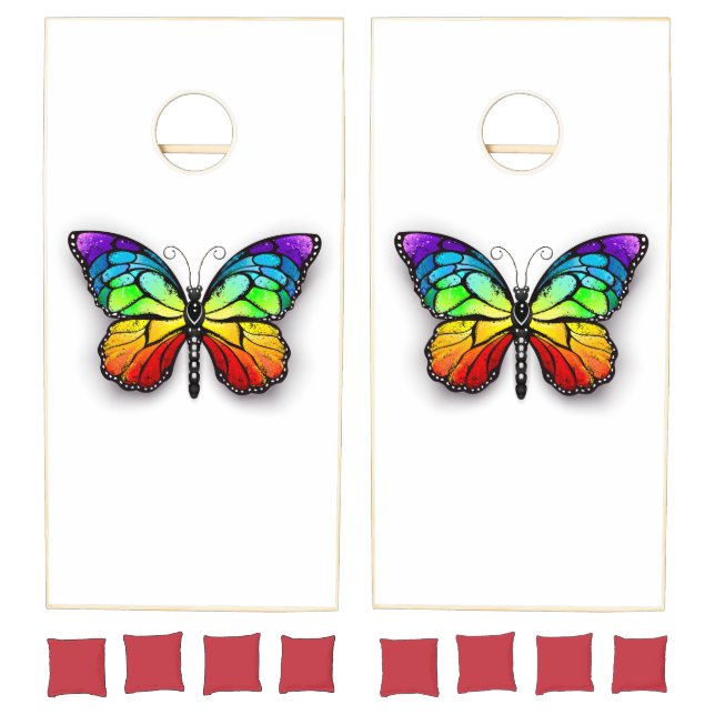 Rainbow butterfly Monarch Cornhole Set (Set)
