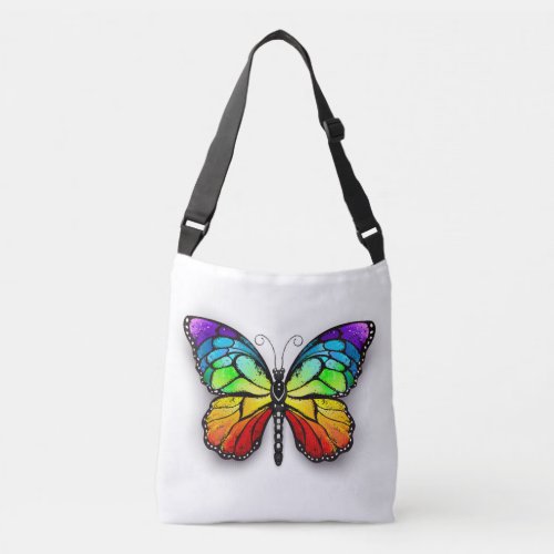 Rainbow butterfly Monarch Crossbody Bag