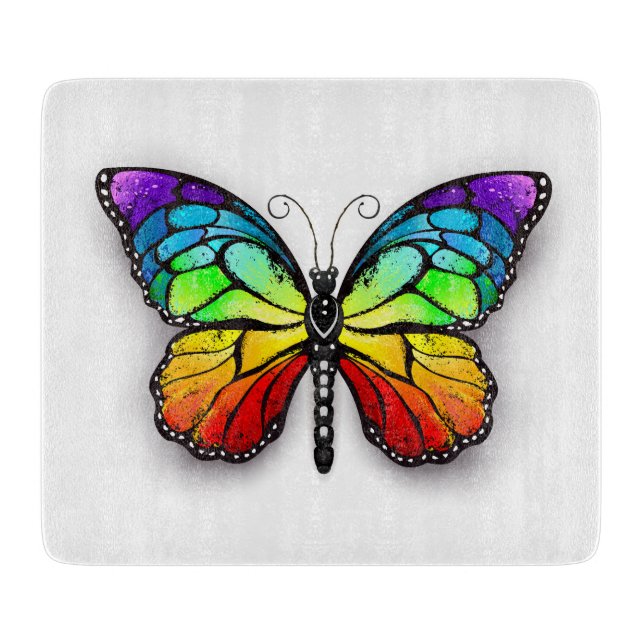 Rainbow butterfly Monarch Cutting Board (Front)