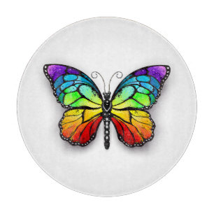Rainbow butterfly Monarch Cutting Board