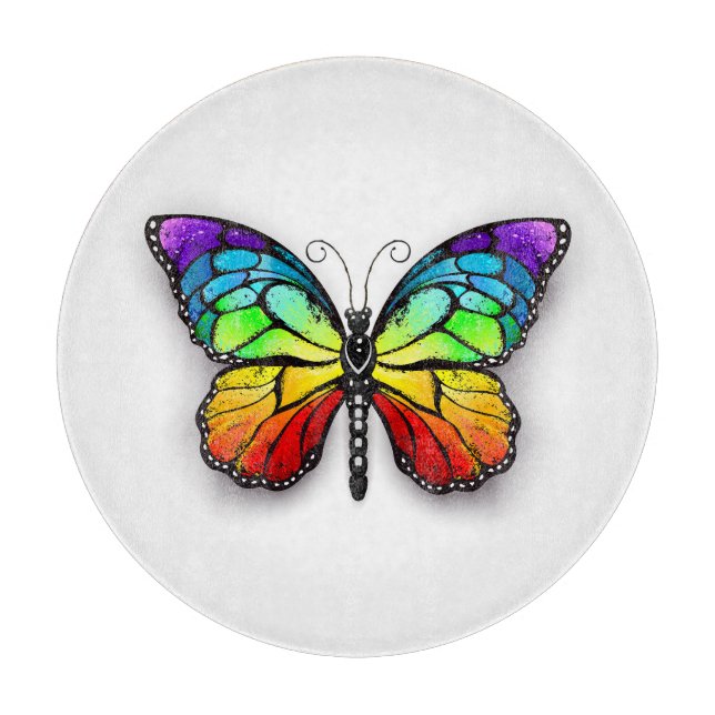 Rainbow butterfly Monarch Cutting Board (Front)