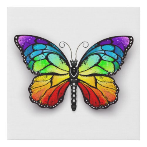 Rainbow butterfly Monarch Faux Canvas Print