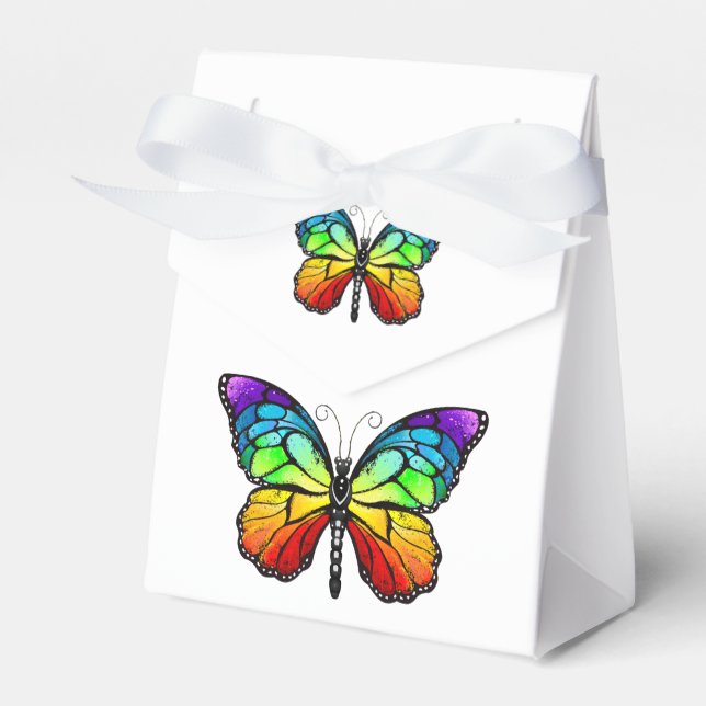 Rainbow butterfly Monarch Favor Boxes (Front Side)