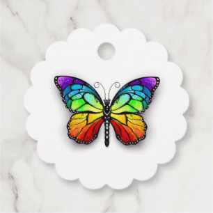 Rainbow butterfly Monarch Favor Tags