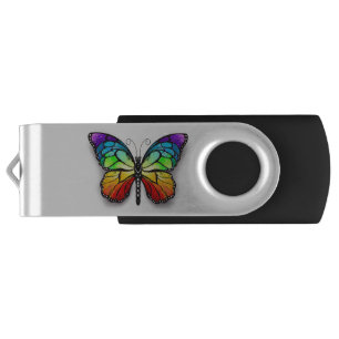 Rainbow butterfly Monarch Flash Drive