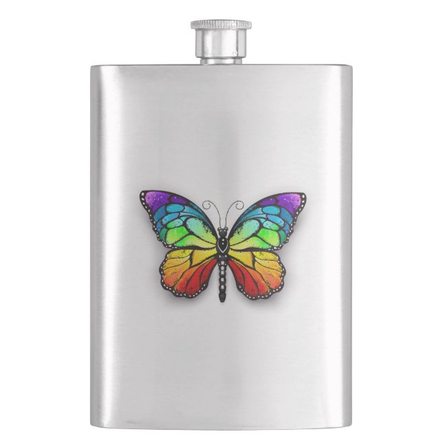 Rainbow butterfly Monarch Flask (Front)