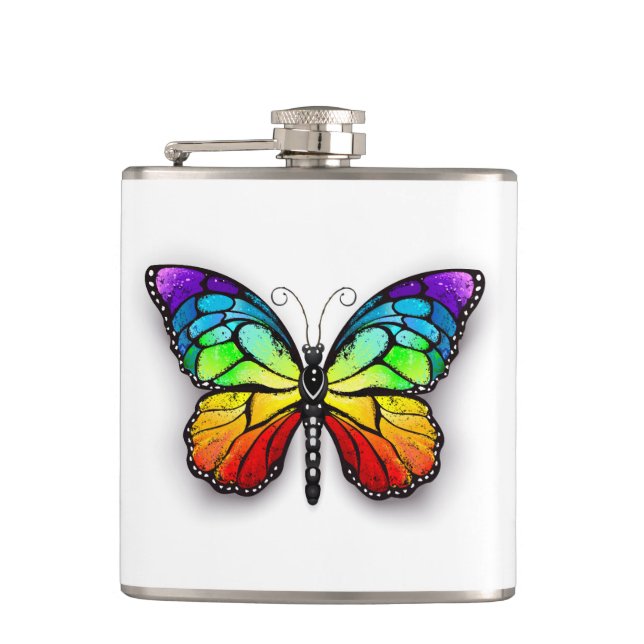 Rainbow butterfly Monarch Flask (Front)