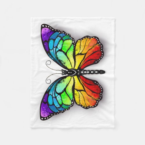 Rainbow butterfly Monarch Fleece Blanket