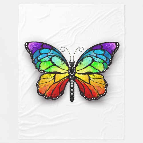 Rainbow butterfly Monarch Fleece Blanket