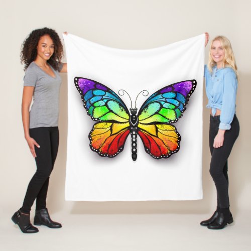 Rainbow butterfly Monarch Fleece Blanket