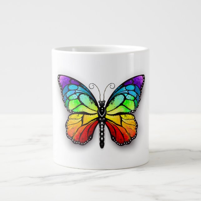Rainbow butterfly Monarch Giant Coffee Mug (Front)