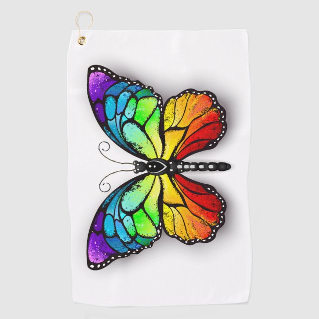Rainbow butterfly Monarch Golf Towel (Front)