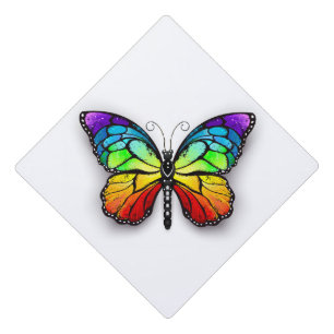 Rainbow butterfly Monarch Graduation Cap Topper