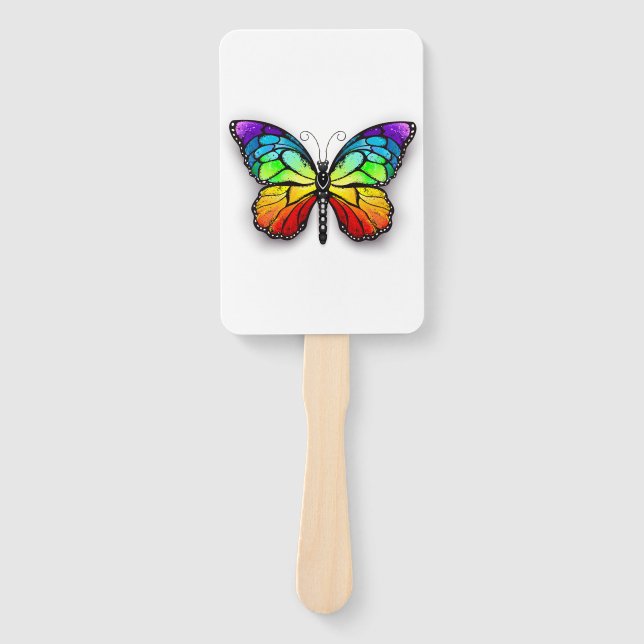 Rainbow butterfly Monarch Hand Fan (Front)