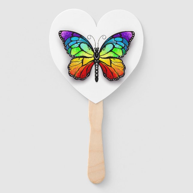 Rainbow butterfly Monarch Hand Fan (Front)