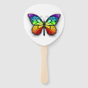 Rainbow butterfly Monarch Hand Fan