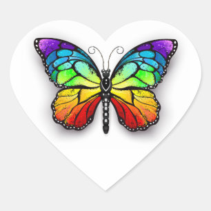 Rainbow butterfly Monarch Heart Sticker