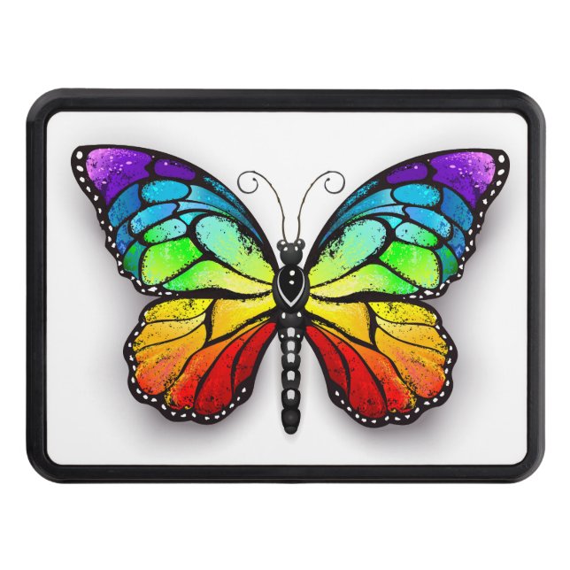Rainbow butterfly Monarch Hitch Cover (Front)