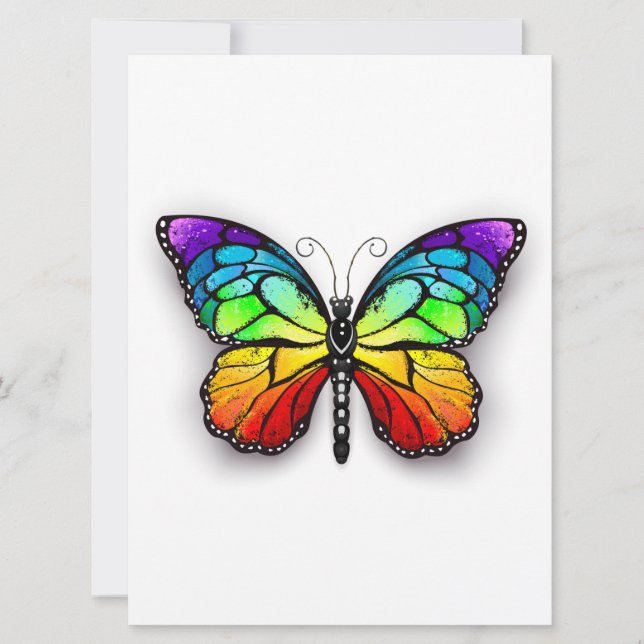 Rainbow butterfly Monarch Holiday Card (Front)