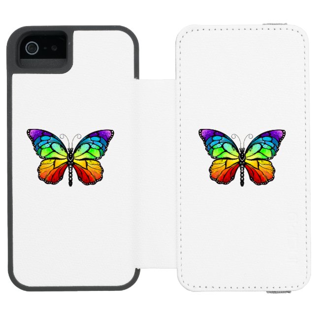 Rainbow butterfly Monarch Incipio iPhone Wallet Case (Folio Open)