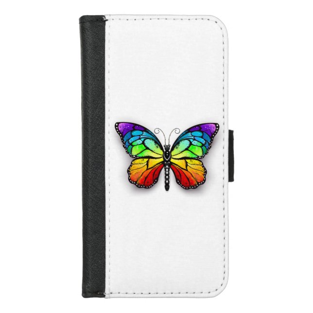 Rainbow butterfly Monarch iPhone Wallet Case (Front)