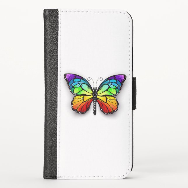 Rainbow butterfly Monarch iPhone Wallet Case (Front)