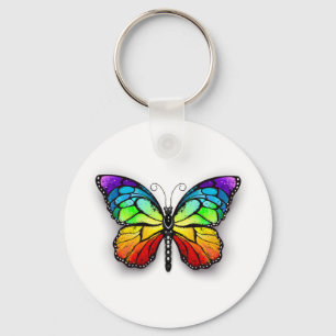 Rainbow butterfly Monarch Keychain