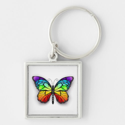 Rainbow butterfly Monarch Keychain