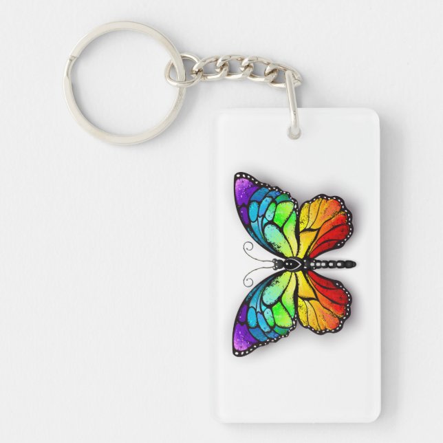 Rainbow butterfly Monarch Keychain (Front)