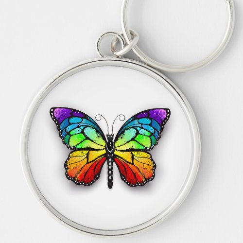 Rainbow butterfly Monarch Keychain