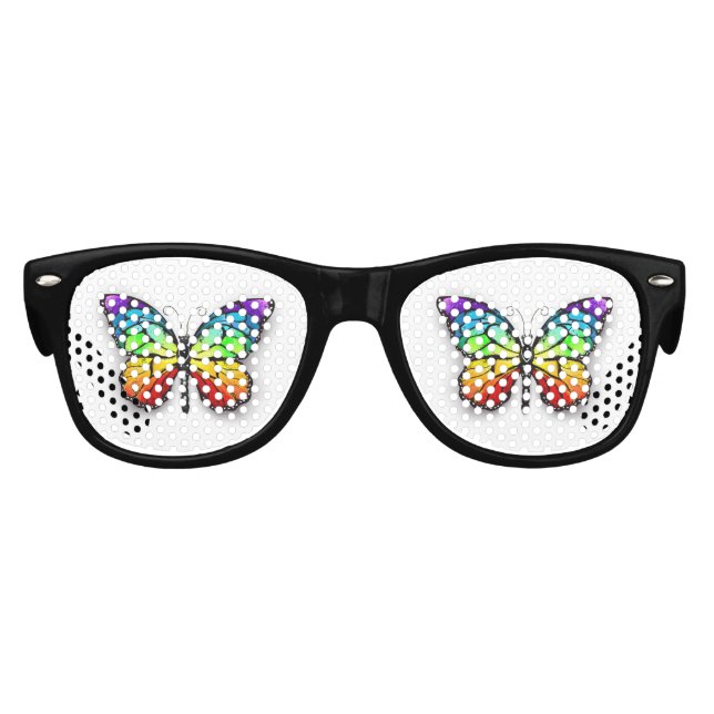 Rainbow butterfly Monarch Kids Sunglasses (Front)